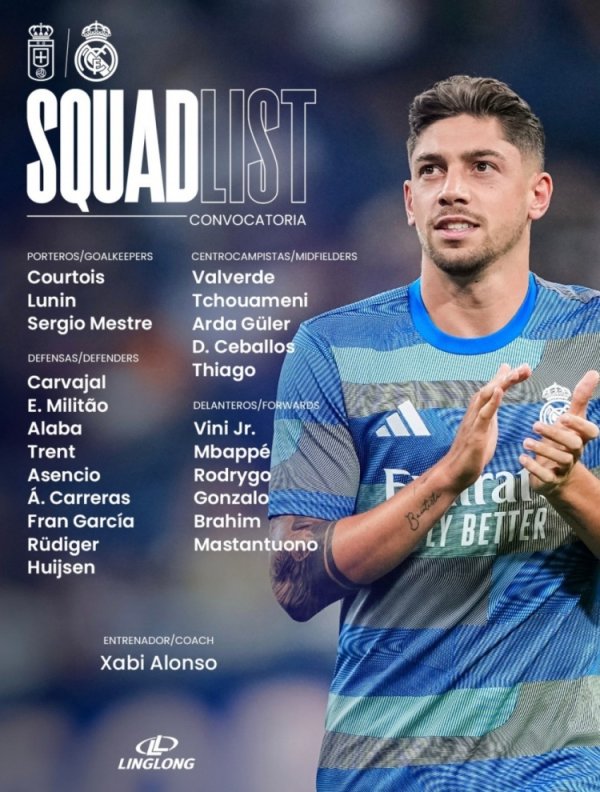 皇马对阵皇家奥维耶多名单：姆巴佩领衔，维尼修斯、罗德里戈在列