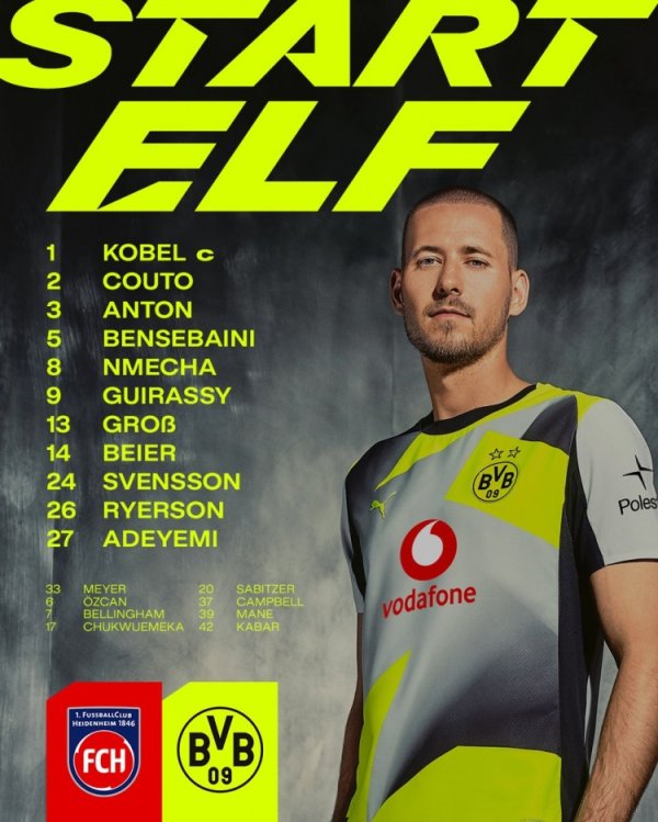 多特vs海登海姆杆位：吉拉西、阿德耶米先发，A-伊布出战